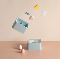 Directly from the manufacturer, simple compartmentalized double-layered cotton swab storage box, cotton swab lipstick with cover, desktop storage, dropshipping