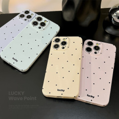 シンプルな水玉模様のiPhone17Pro Max用スマホケース、Apple 14フィルムソフトケース、13フルカバー、16個性派