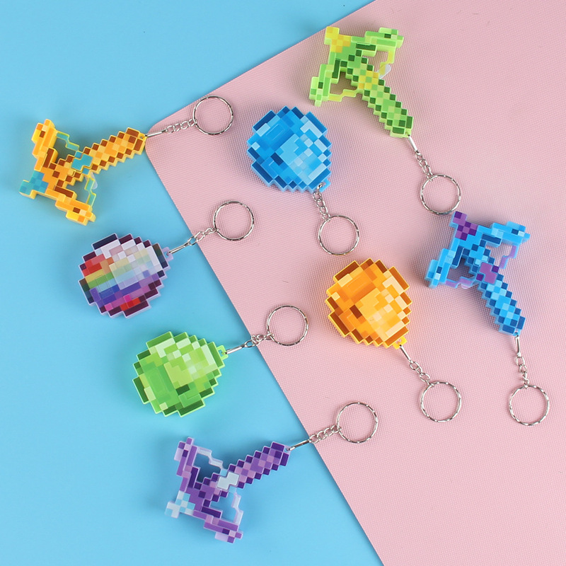 Pixel World Peripheral Luminous Keychain Creative Pixel Style Weapon Potion Shape Pendant Creative Small Gift