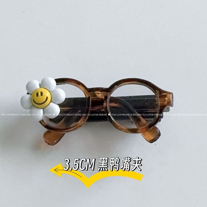 新款卡通kt猫咪眼镜发夹鸭嘴夹创意潮酷少女刘海侧边夹百搭发饰|undefined