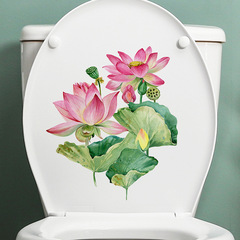 M-239中國風小清新荷葉荷花馬桶貼浴室衛生間牆面裝飾牆貼紙