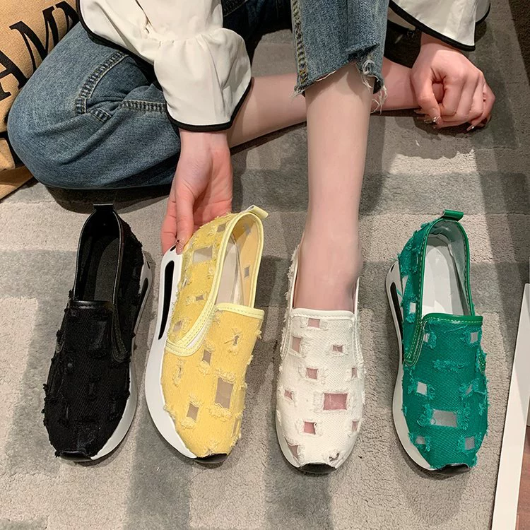 Трансграничная пещерная обувь женская 2023 лето Европа и США новый повседневный комфорт нескользящий холст сетка толстая подошва спортивная сандалия женская