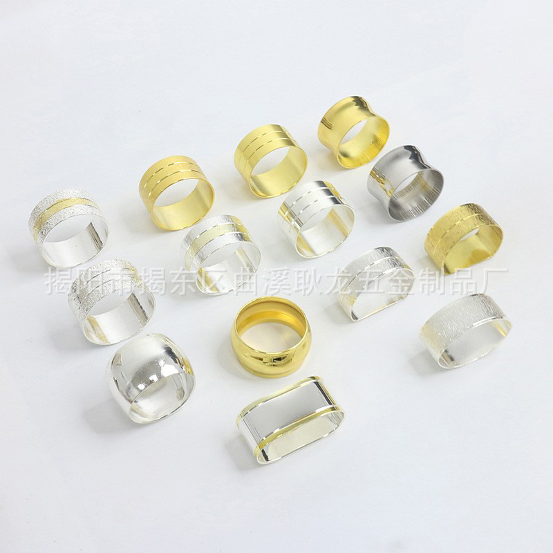 Gold and Silver Double-Line Floral Napkin Ring, Napkin Holder, Napkin Ring for Hotel and Restaurant, Luxury Design