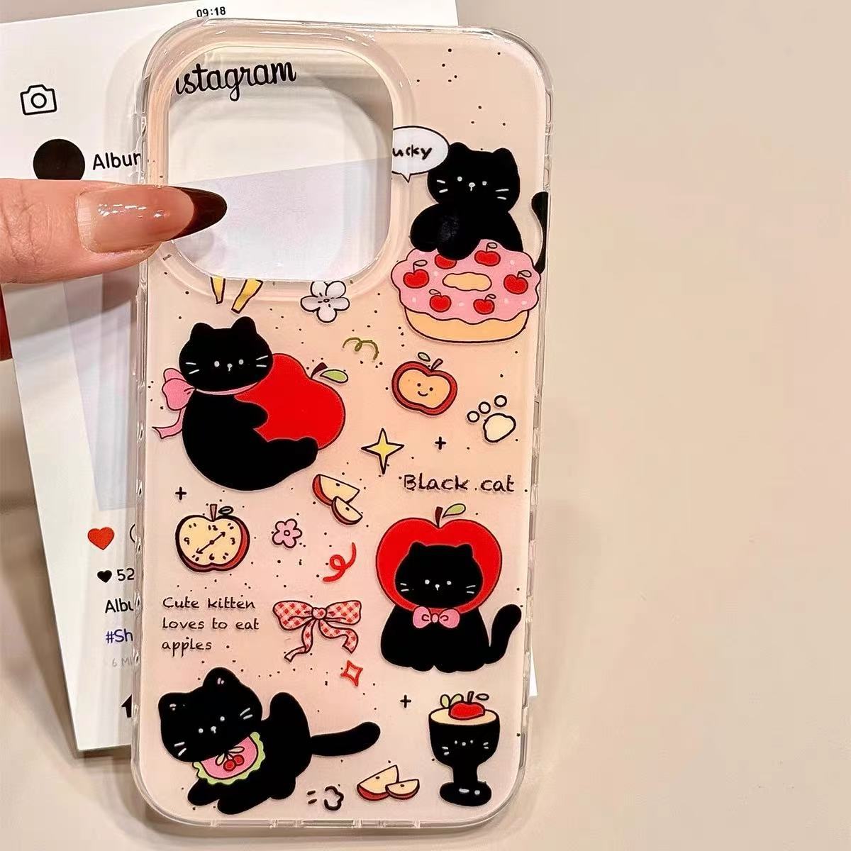 Funny ins lindo pastel gato para iphone16 soporte 15ProMax funda para teléfono 13 Apple 14P hembra