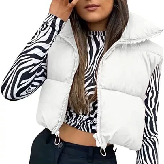Chaleco de algodón de estilo europeo y americano Chaleco de invierno de las mujeres Chaleco de algodón engrosado chaleco sin mangas de pan