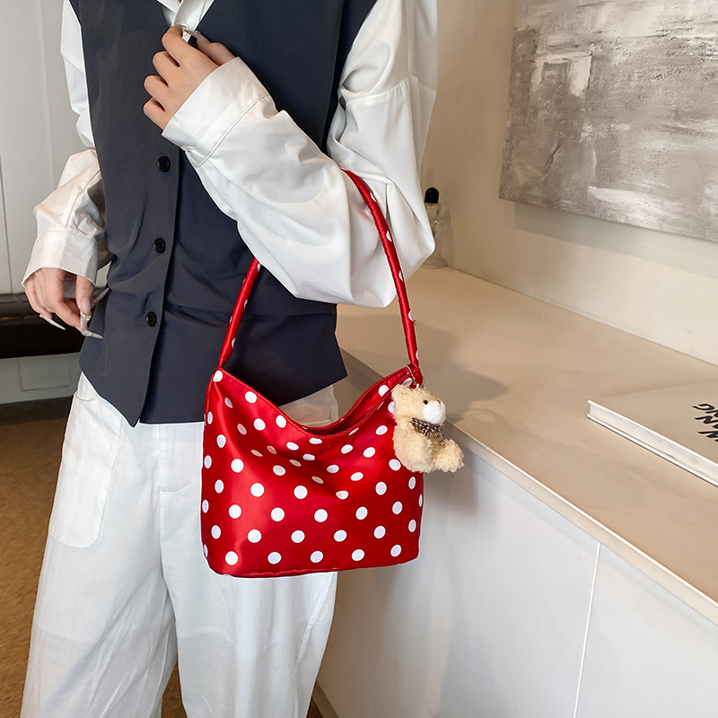 One-Shoulder Mini Spotted Niche Spring and Summer Bag Trendy Small Bag Casual Tote New Bag Women's Bag 2025 Polka Dot Hand Carry