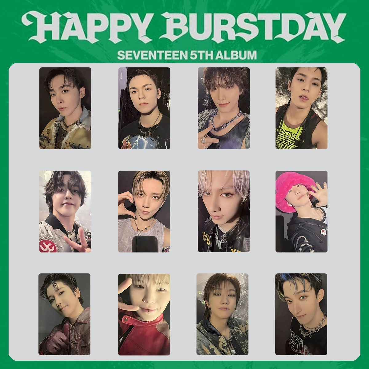 Фотокарточки (SEVENTEEN Happy Burstday) — 54×85 мм, 12 шт., двусторонняя глянцевая медная бумага