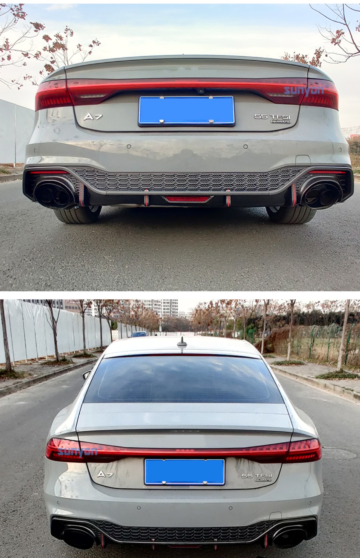 09-24 A7 modified RS7 large surround upgrade S7 front and rear bumper side skirt tail lip tremella for Audi A7 wholesale