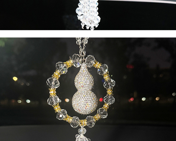 2026 New Model Diamond-Encrusted Gourd Car Hanging Ornament, High-End Light Luxury, Safe Journey Car Rearview Mirror Pendant for Women