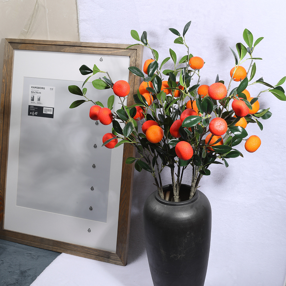 Artificial naranja al por mayor fruta rama Navidad decoración apoyos de espuma boda salón Berry falso flor adornos
