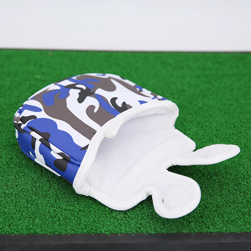 Camuflaje azul Golf binaural putter cubierta PU a prueba de lluvia cabeza de la varilla cubierta protectora Plaza putter tapa cubierta fábrica al por mayor