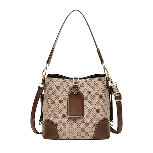 Bags Women's Korean Style Fashionable Bucket Bag Internet Celebrity Printed Shoulder Bag Fashion Textured Crossbody Bag  New Trendy