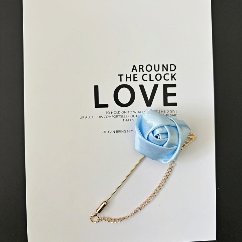 Traje de joyería de estilo coreano para hombres y mujeres cadena de flores rosa ramillete de hoja ramillete broche camisa collar pin collar flor accesorios