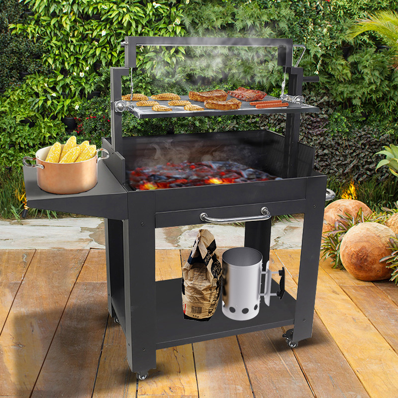 In stock altura ajustable horno de parrilla de acero inoxidable grueso gran parrilla de barbacoa argentina horno de parrilla argentina