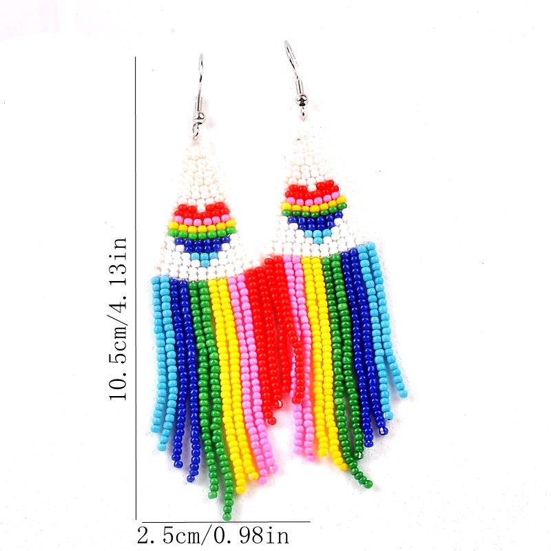 Travel Occasion 1 Pair Bohemian Geometric Beaded Glass Drop Earrings