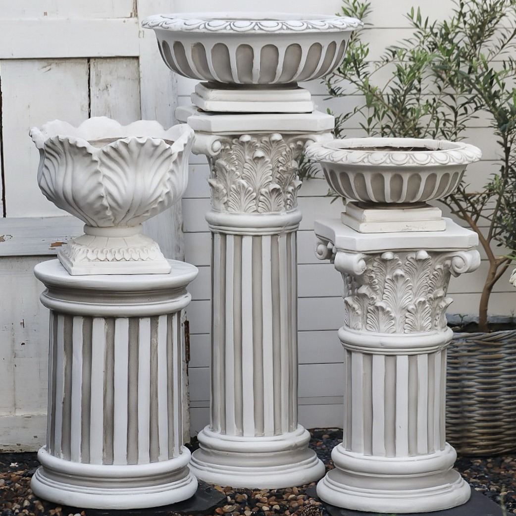 Directo de fábrica Europea columna romana maceta vintage gris colección jardín patio Villa decoración artesanía
