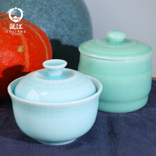 Oujiang Longquan Celadon Bird's Nest Cup Household Soup Cup Ceramic Stew Cup Steamed Egg Cup Dessert Bowl Healthy and Beautiful