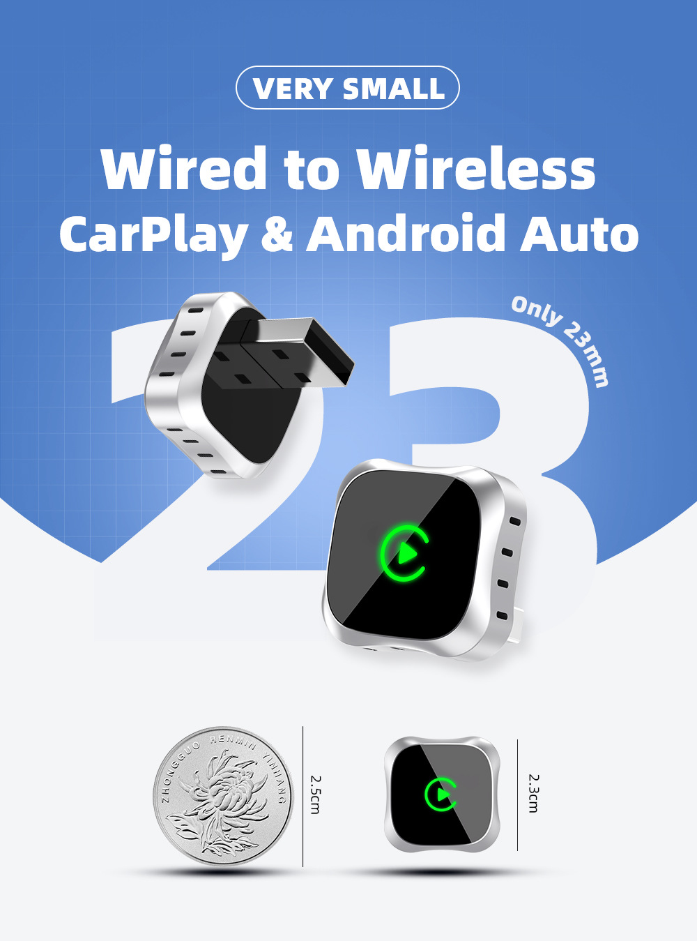 Car infotainment upgrade connectivity box: wired to wireless CarPlay and Android Auto 2-in-1 car navigation adapter
