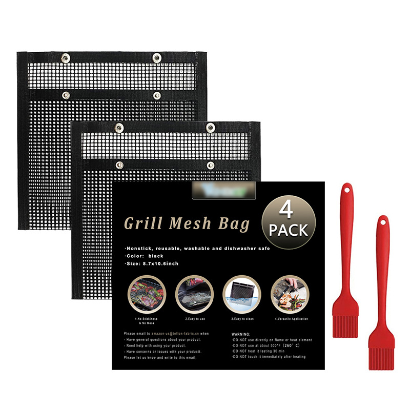 Venta al por mayor bolsa de malla de barbacoa de teflón bolsa de barbacoa antiadherente bolsa de barbacoa resistente a altas temperaturas bolsa de barbacoa al aire libre