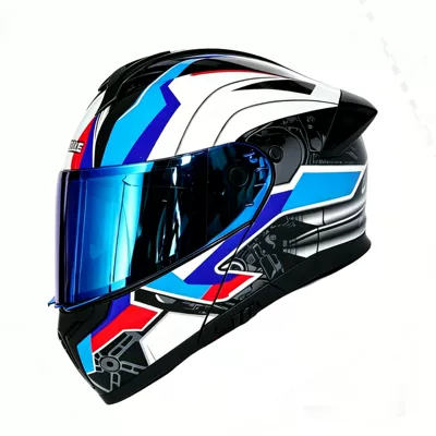Motosiklet kaskı (dəbilqə) | Bluetooth slot, safety helmet - mechanical-blue-blue-coated-mirror-m-54-55