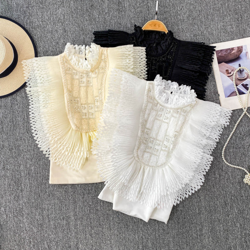 Carefully Selected Trendy Age-Reducing Heavy Beaded Butterfly Wing 1/ 4inch Sleeve Wrench Shirt for Women Summer Super Fairy-Like