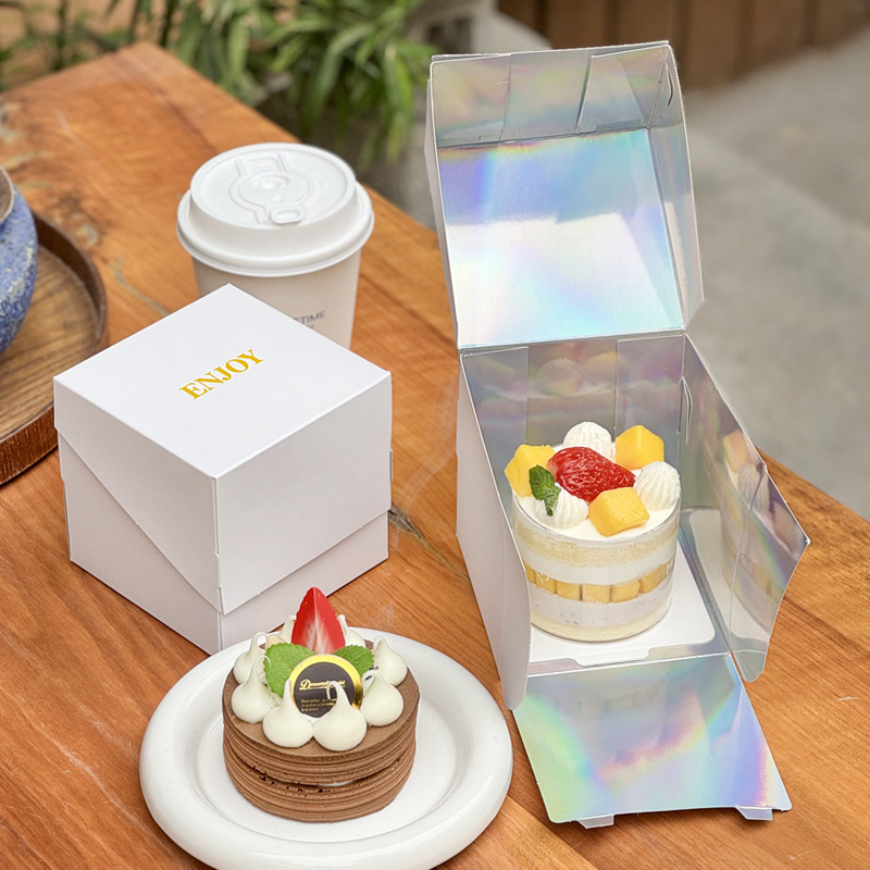 网红蛋糕盒镭射烫金高档慕斯切块甜品包装盒子法甜西点打包盒批发