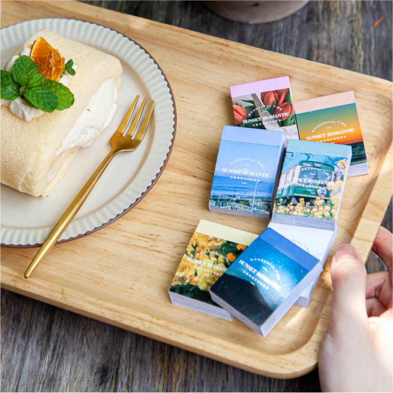 Mojing y papel pegatina libro puesta de sol romántica serie creativa ins estilo diario básico decoración pegatinas decorativas 8