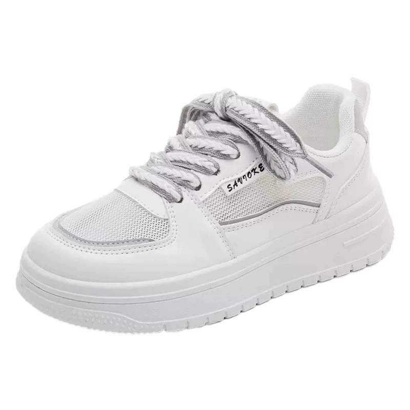 Летние дышащие белые кроссовки для женщин 2025 года, новые универсальные спортивные кроссовки на толстой подошве, повседневные кроссовки из сетчатого материала с перфорацией.