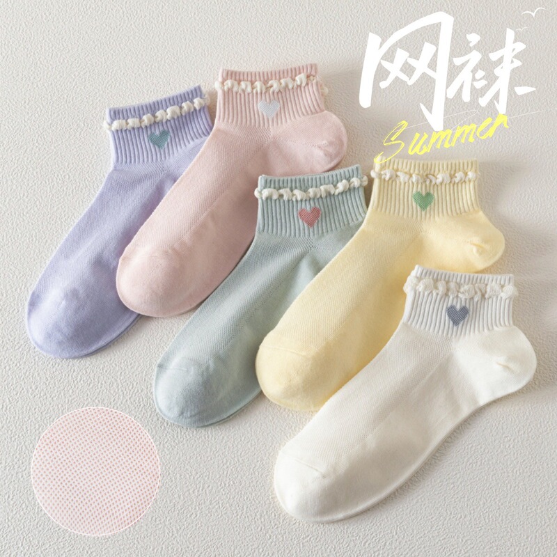 5 Pairs of Cotton Socks for Women, Summer Thin Breathable Low-Cut Ultra-Thin Mesh Transparent Women's Boat Socks for Summer 5 Pairs of Cotton Socks for Women, Summer Thin Breathable Low-Cut Ultra-Thin Mesh Transparent Women's Boat Socks for Summer