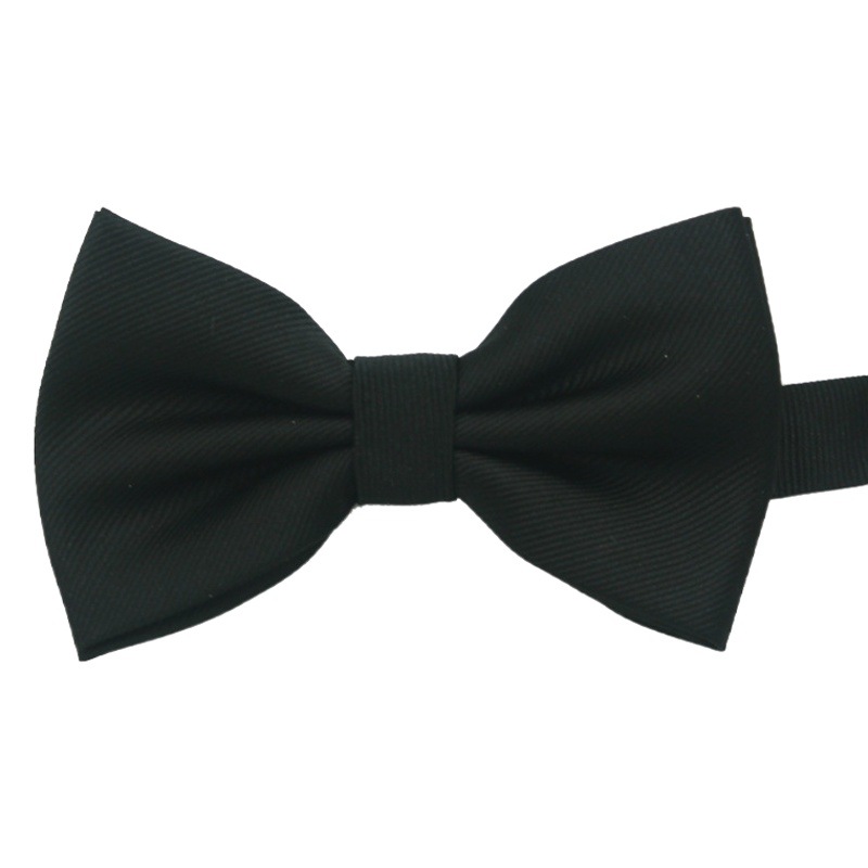 Fabricante en stock color sólido sarga oscuro hombres pajarita negro vino rojo novio padrino pajarita teñido de hilo jacquard doble pliegue