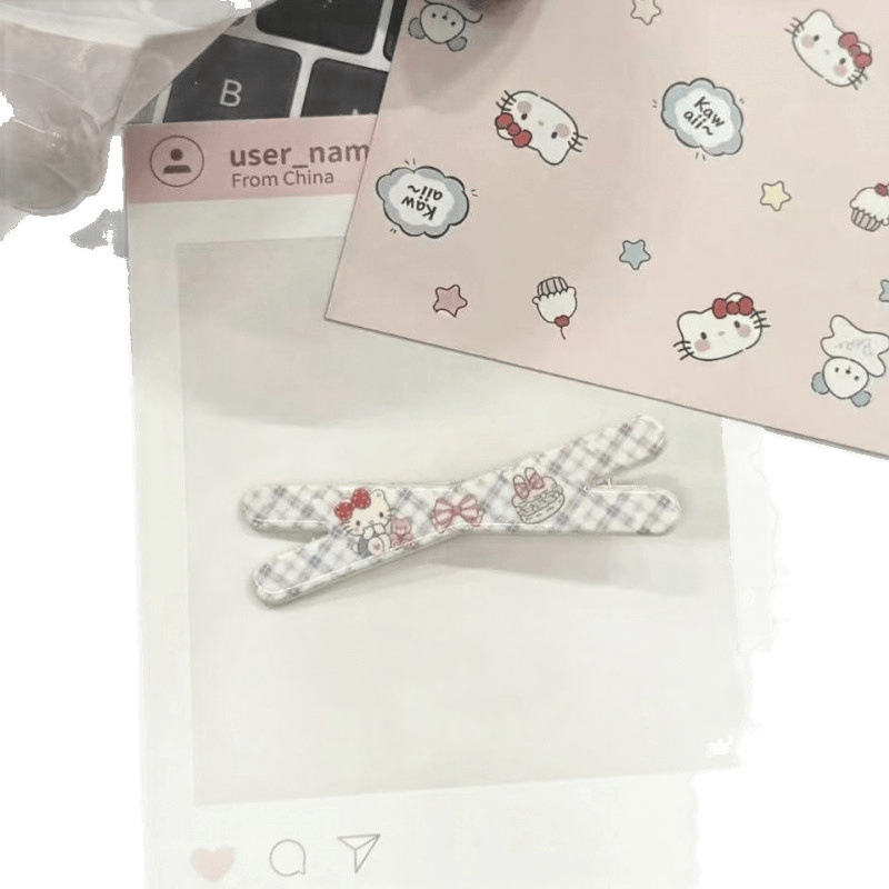可爱春季X型清新甜美diy饰品格子小猫饰品甜美发饰刘海夹卡通新款|undefined