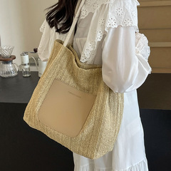 編織草編包包女大容量夏天百搭單肩通勤水桶包托特海邊度假沙灘包