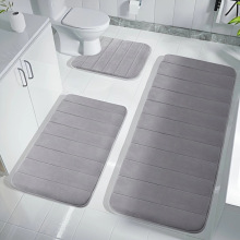 跨境珊瑚绒绗缝地垫亚马逊马桶三件套地垫家用防滑脚垫纯色脚垫