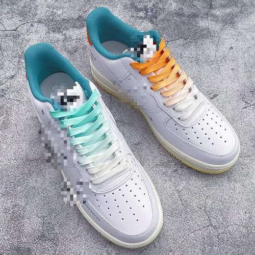 Baojie adapts to AJ1 Air Force One af1 men's white green orange mint green orange gradient white shoes with laces for women