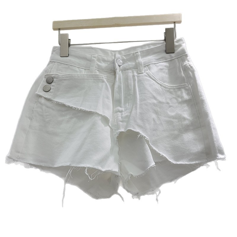 Pantalones Cortos de Mezclilla Irregulares para Mujer de Cintura Baja