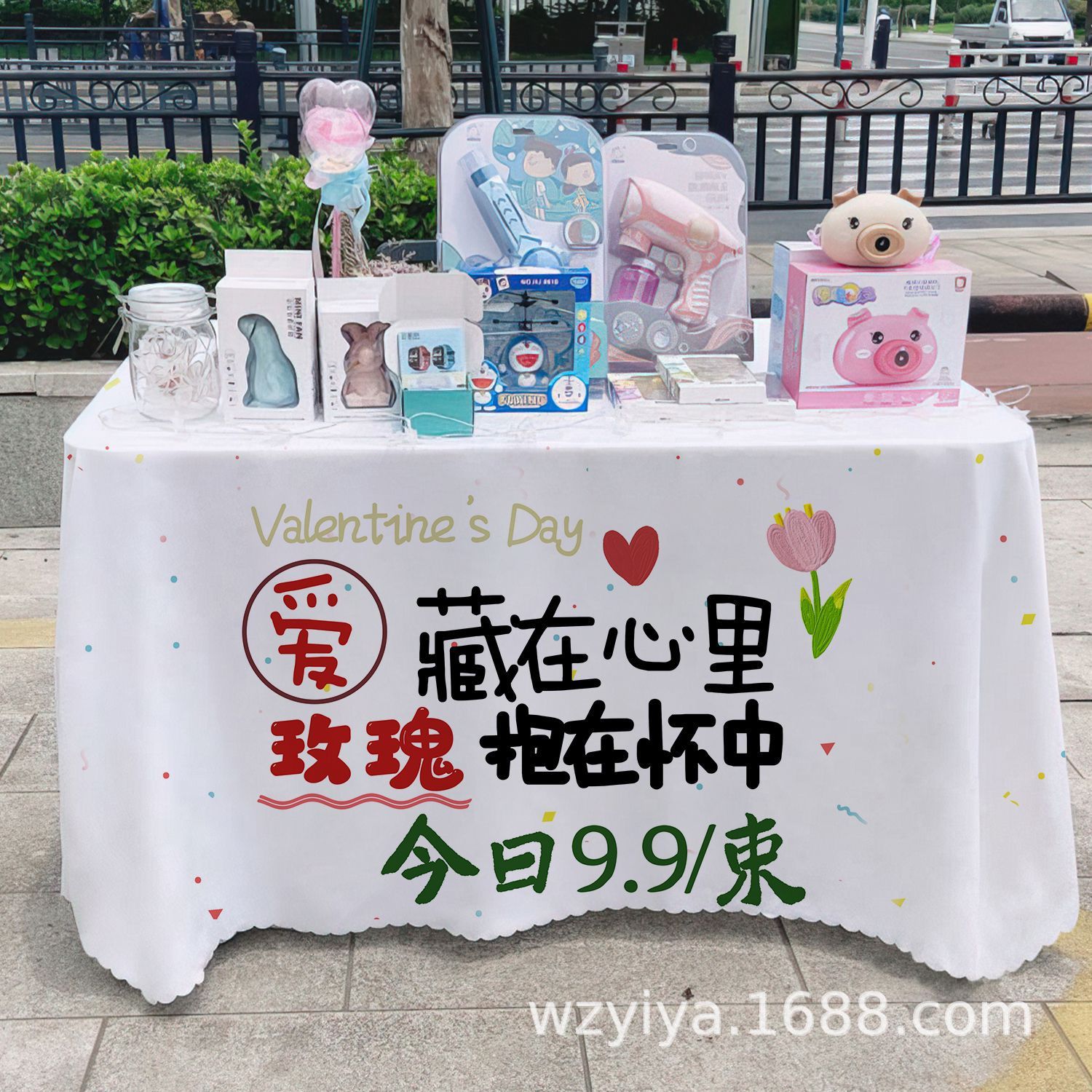 Venta de flores publicitarias publicidad mercado nocturno puestos de mesa tela carro mesa tela tela de mesa acera