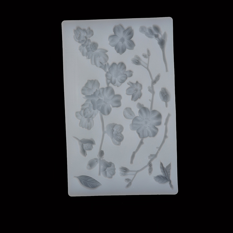 Nueva Plum Blossom fondant pastel de silicona molde para hornear DIY chocolate hecho a mano arcilla decoración Accesorios