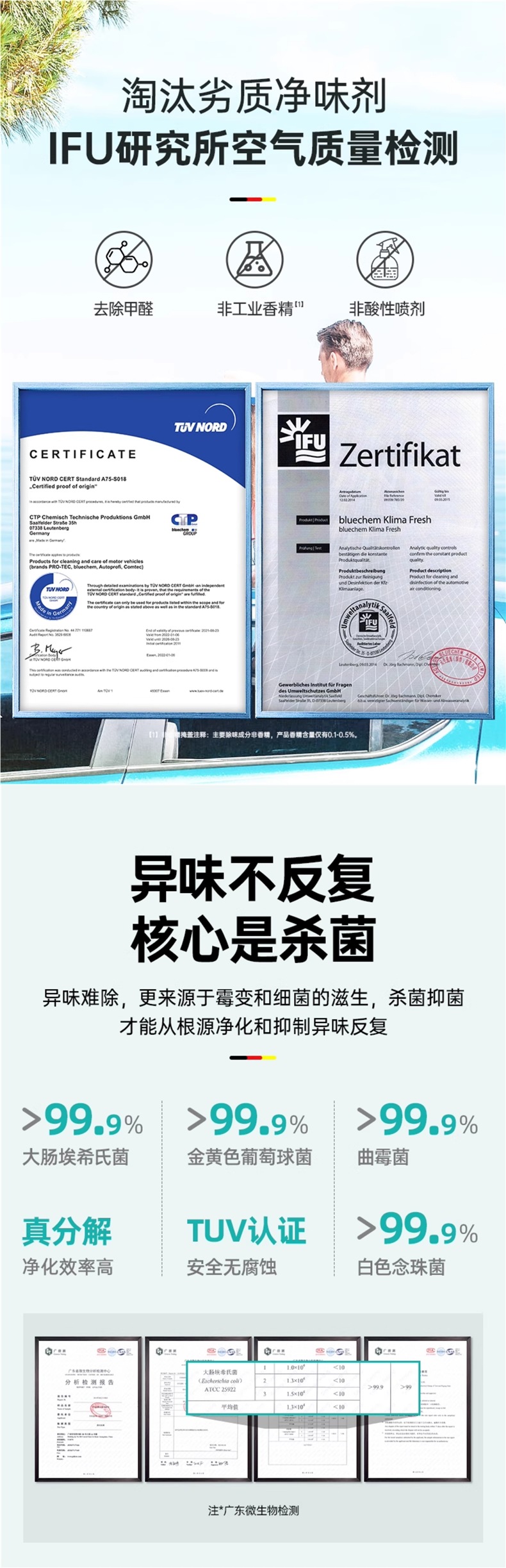 German Car Odor Removal Car Air Conditioner Sterilization Spray Car Air Freshener Powerful Purifier