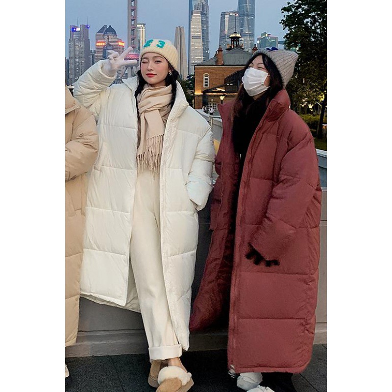 Capa de algodón de plumón gruesa para mujeres largas sueltas ins ropa de pan de estilo de Hong Kong ropa de algodón de invierno 2023 nueva chaqueta de algodón