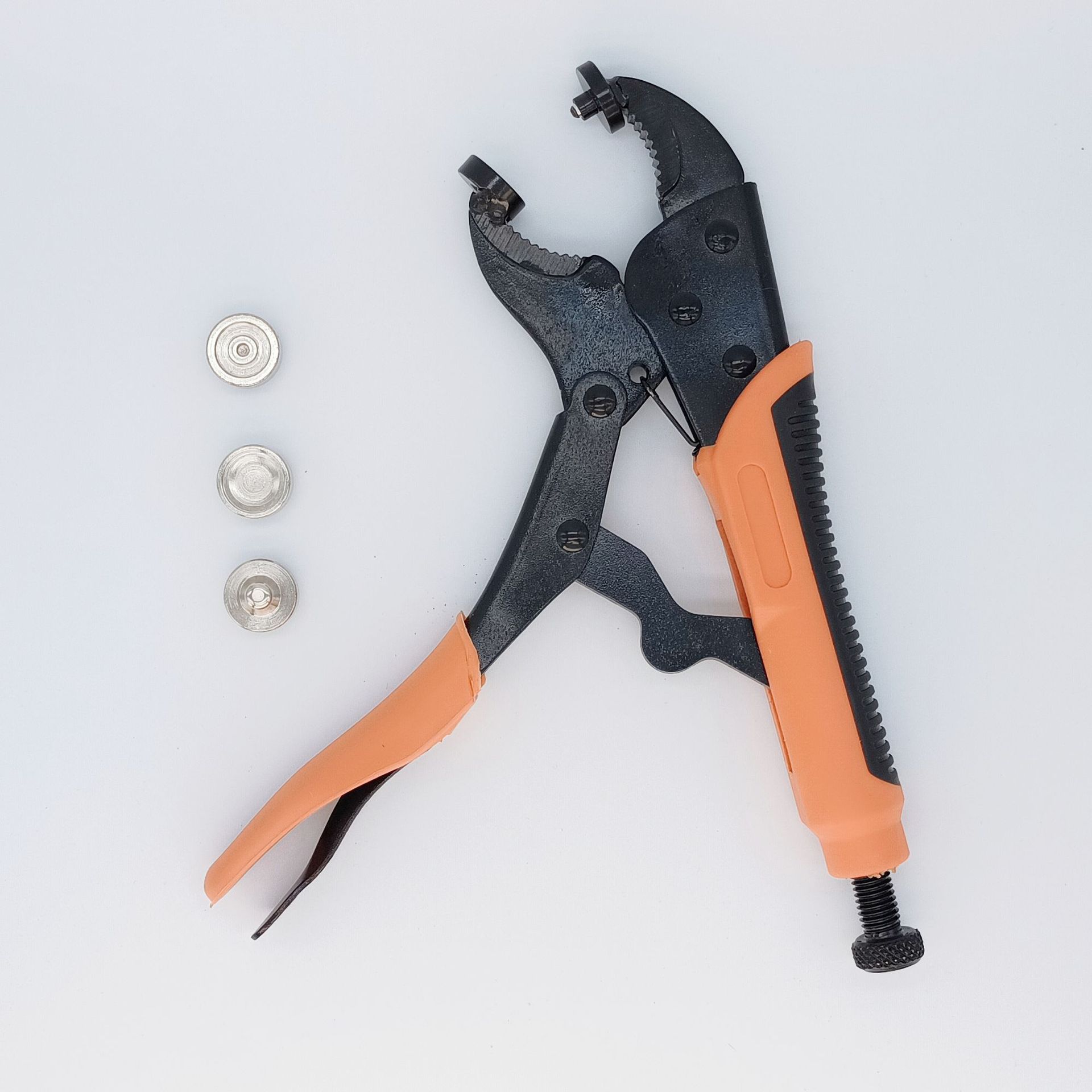 Tornillo transfronterizo hebilla blanca grande hebilla fuerte alicates traje ajustable broche presión alicates en caja