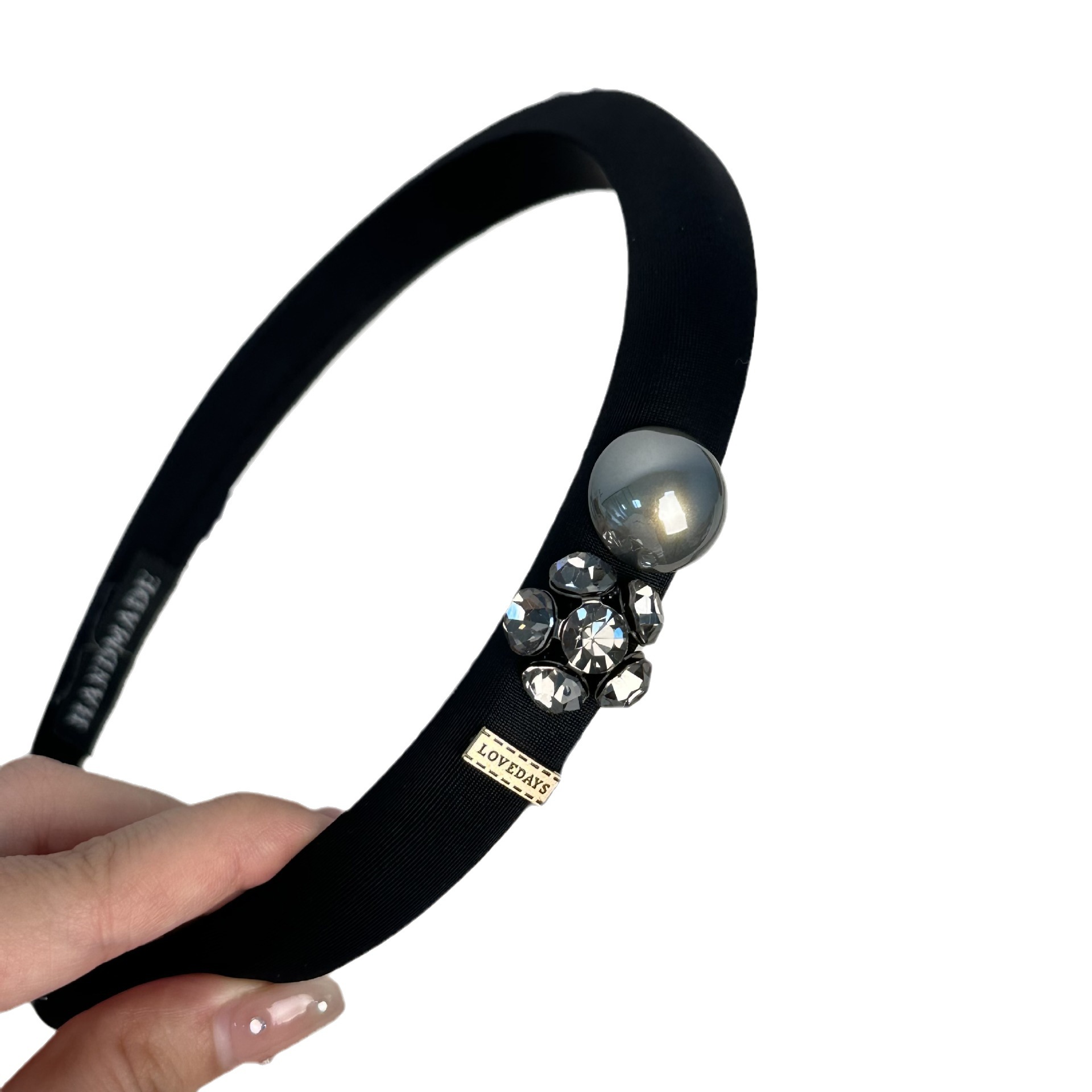 Bandeau en éponge élégant de luxe léger de style français avec diamants incrustés de haute qualité, tête de mort augmentée, pression supérieure, épingle à cheveux fine, nouveaux accessoires pour cheveux_voghion.com