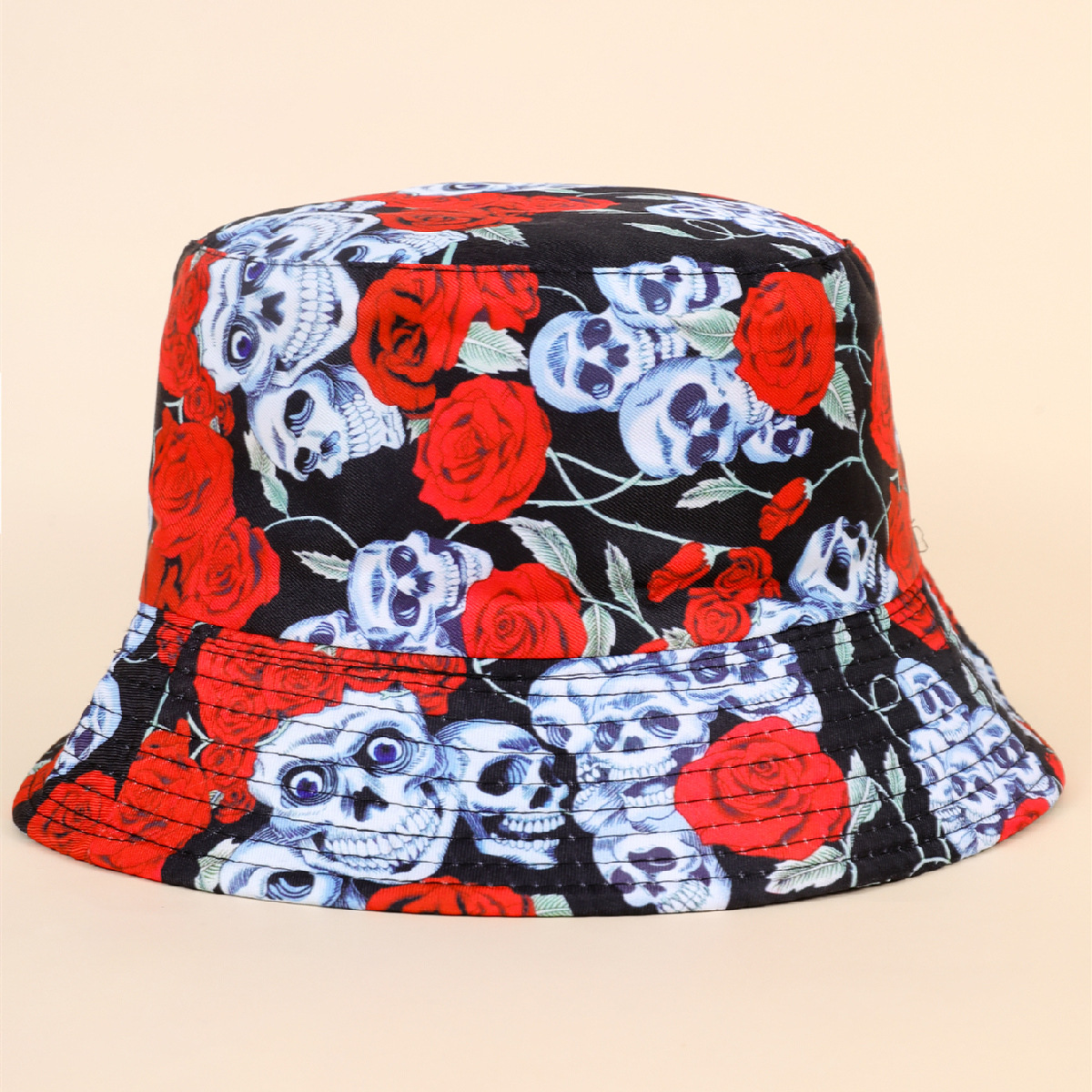 INS New Rose impreso sombrero de pescador para hombres y mujeres europeo y americano casual todo partido sombrero de sol sombrero de lavabo al aire libre
