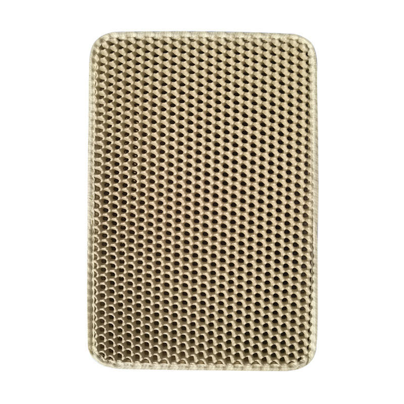 Venta al por mayor de doble capa de EVA lavable antideslizante anti-out mascota gato arena estera de nido de abeja agujero plegable anti-salpicaduras estera de arena de control