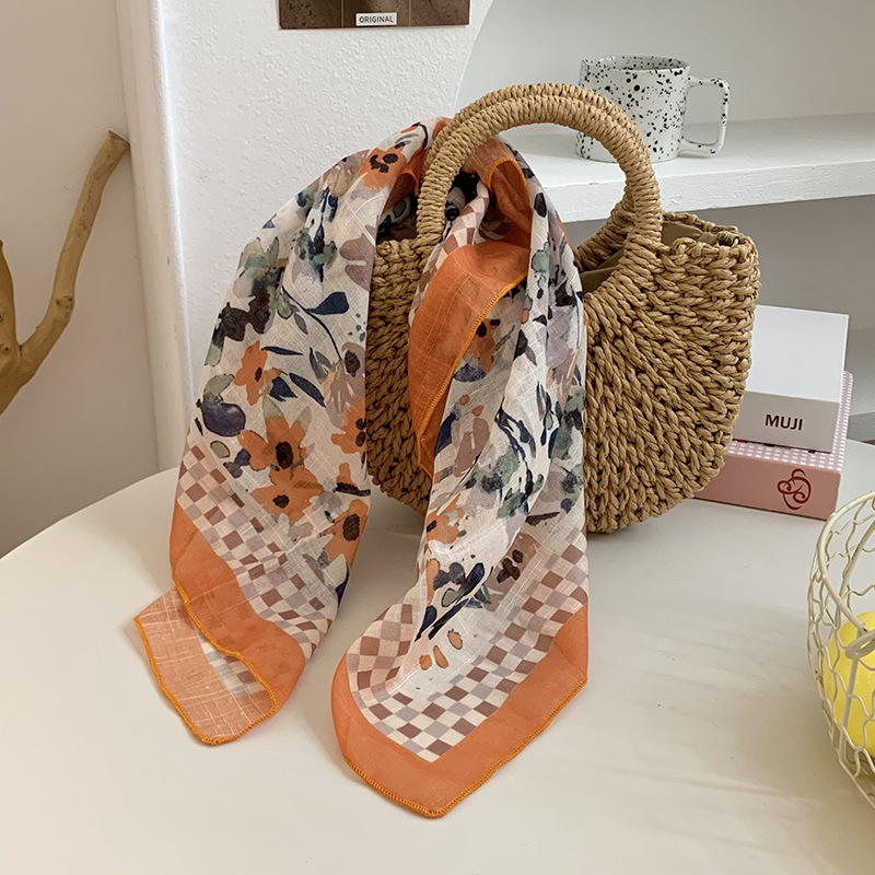 Cintas para el cabello, nueva impresión de letras coreanas, bufandas de seda, decoración profesional para mujeres, bufandas con bufandas cuadradas