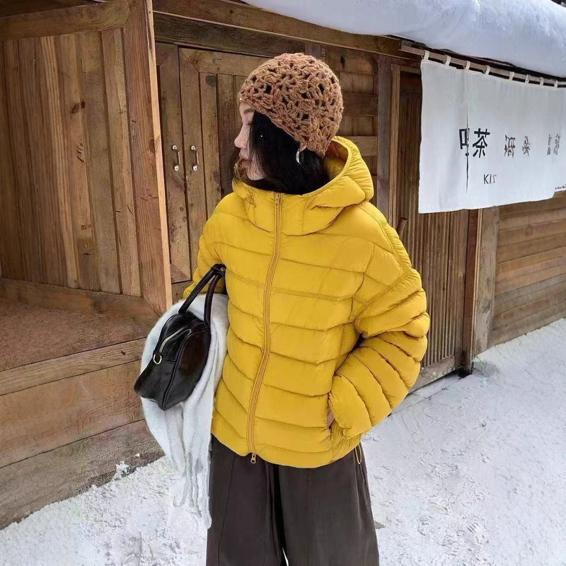 Anxin Velvet 90% White Duck down Three-Proof Fluffy Full Silhouette Integrated Hooded Rib down Jacket Winter G111124