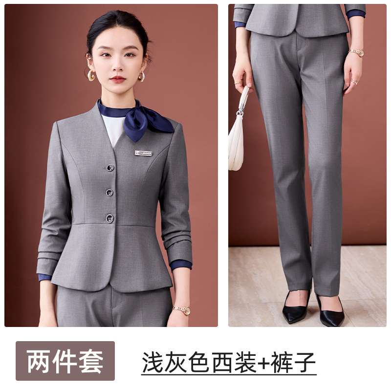 灰色西装套装女2025新款春秋高级感职业装正装酒店前台经理工作服|undefined