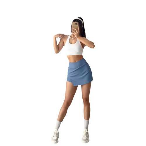 High-waisted Split Sporty Leggings Skirt Yoga Breathable Anti-transparent Two-Piece Tennis Running Fitness Short Skirt for Women Quick-drying