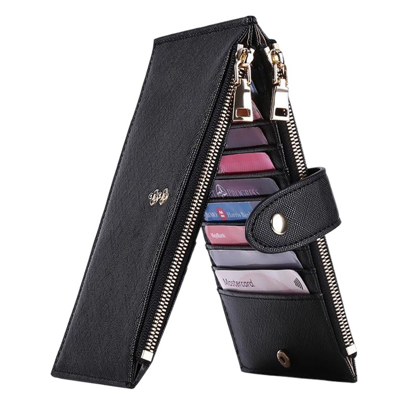 Amazon in stock new large capacity women's card holder multi-card zipper mobile phone bag multi-functional long wallet