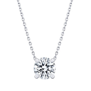 18K White Gold Cultivated Diamond Necklace Women's 30-point Pendant Yellow Rose Gold Single Diamond Simple Four-claw IGI Certificate Set Chain