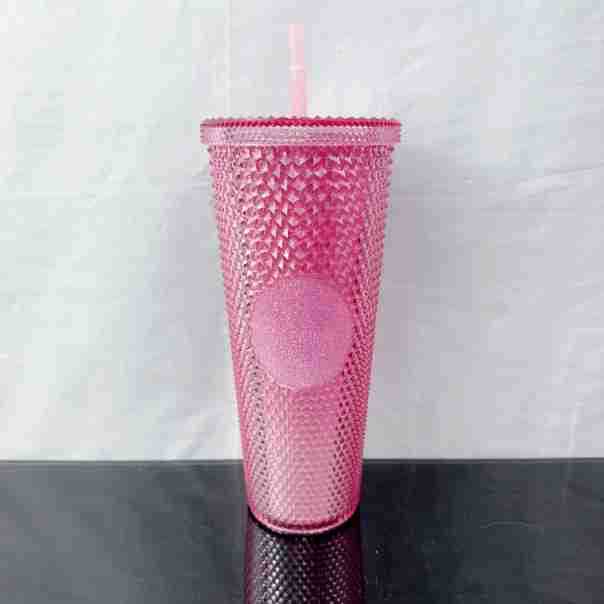 Taza de Plástico de Doble Capa 710ml, con Sorbete, Diseño Diamante/Durian, Transfronteriza